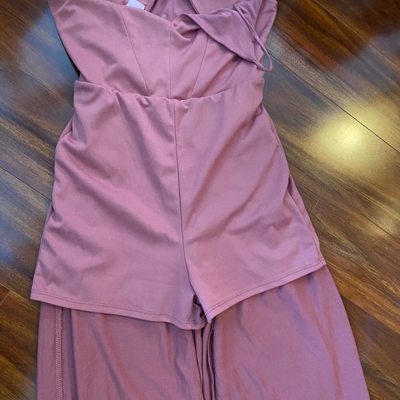 Sienna Sky Pink Spaghetti Strap wide leg Jumpsuit - Picture 9 of 10